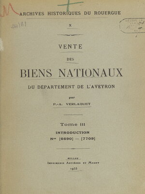 cover image of Vente des biens nationaux du département de l'Aveyron (3)